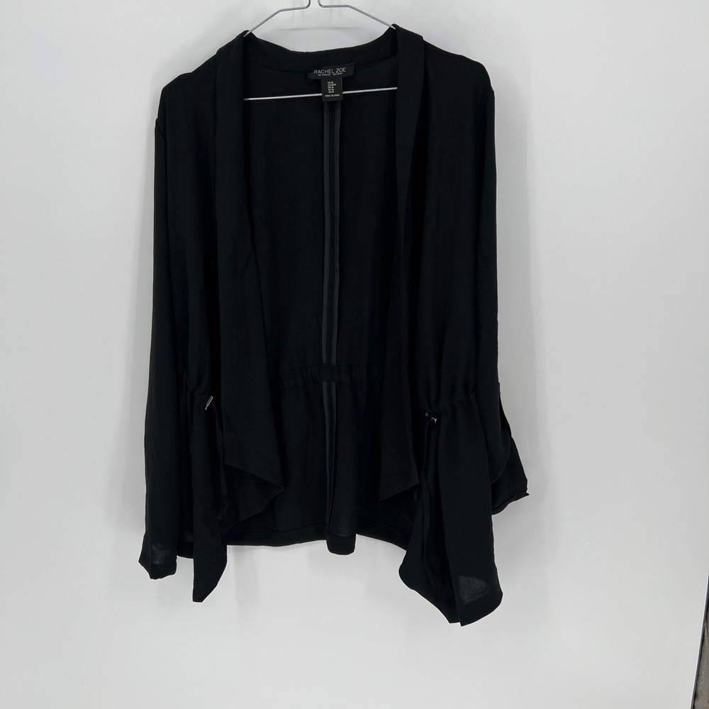 Rachel Zoe Womens Open Front Jacket Cinched Waist Black Size M